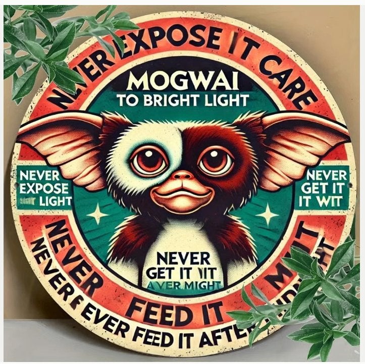 The Gremlins rond metalen wand bord Mogwai (20cm diameter), Ophalen of Verzenden, Nieuw