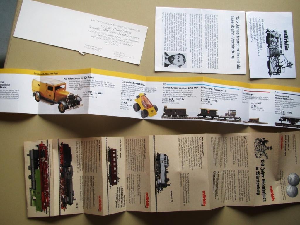 Märklin 5 speciale blaadjes voor diverse jubileumswagons H0, Wisselstroom, Zo goed als nieuw, Märklin, Boek, Tijdschrift of Catalogus
