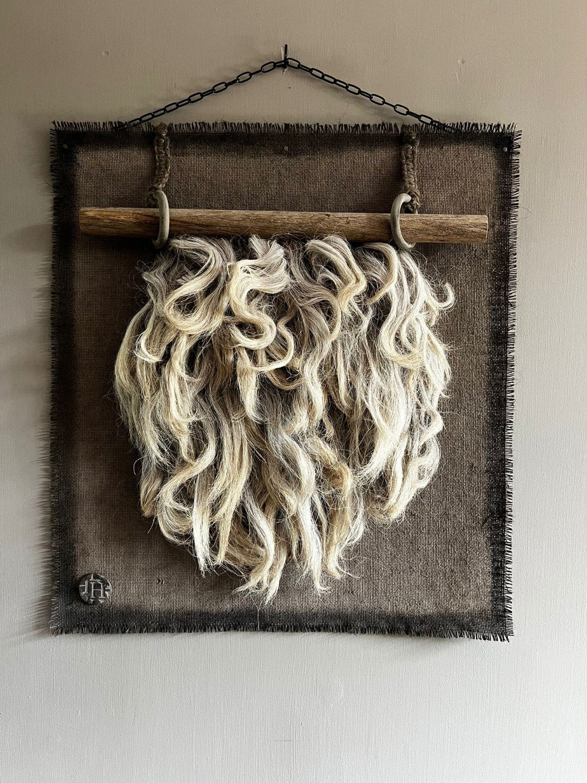 Kalkdoek met wol, woltoef, wolhanger, landelijk kalkdoek, Ophalen, Landelijk by Suus, Nieuw, Landelijkbysuus@gmail.com