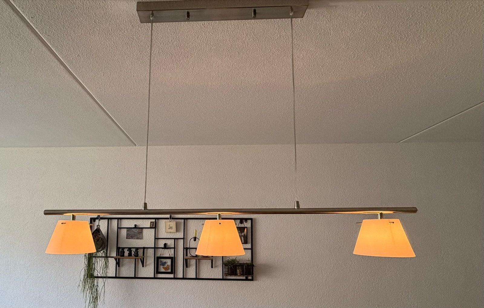 Dimbare Seeddesign hanglamp met 3 kappen en G9 fitting, Ophalen, Zo goed als nieuw, Metaal, G9