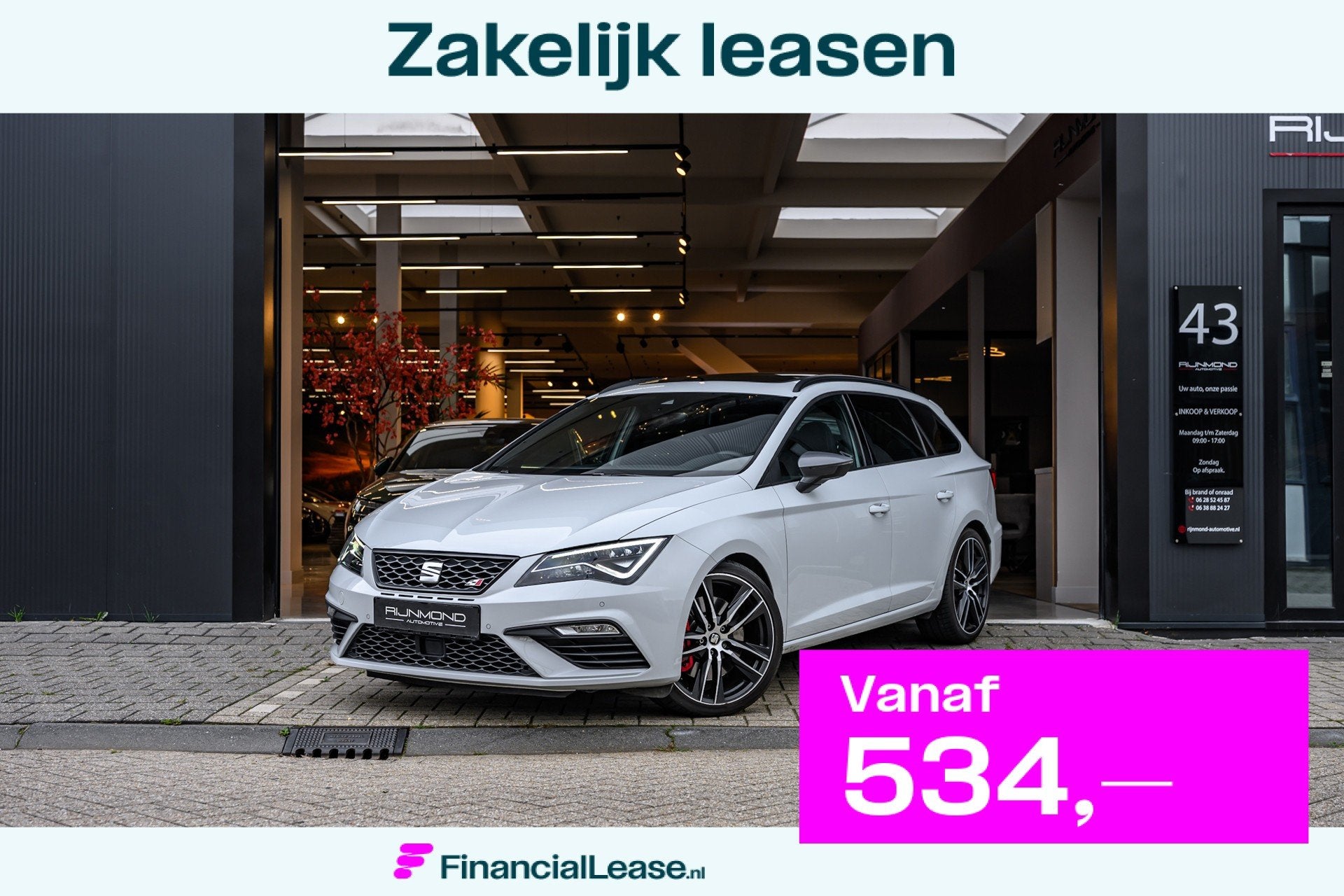 Seat Leon ST 2.0 TSI CUPRA 300 4DRIVE Panoramadak |Camera|La, Automaat, Dealer onderhouden, Zwart, 4 cilinders