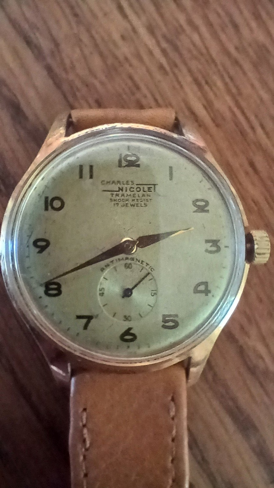 Vintage Charles Nicolet Tramelan Polshorloge Antimagnetic, Sieraden, Tassen en Uiterlijk, Verzenden, Staal, Overige merken, 1960 of later