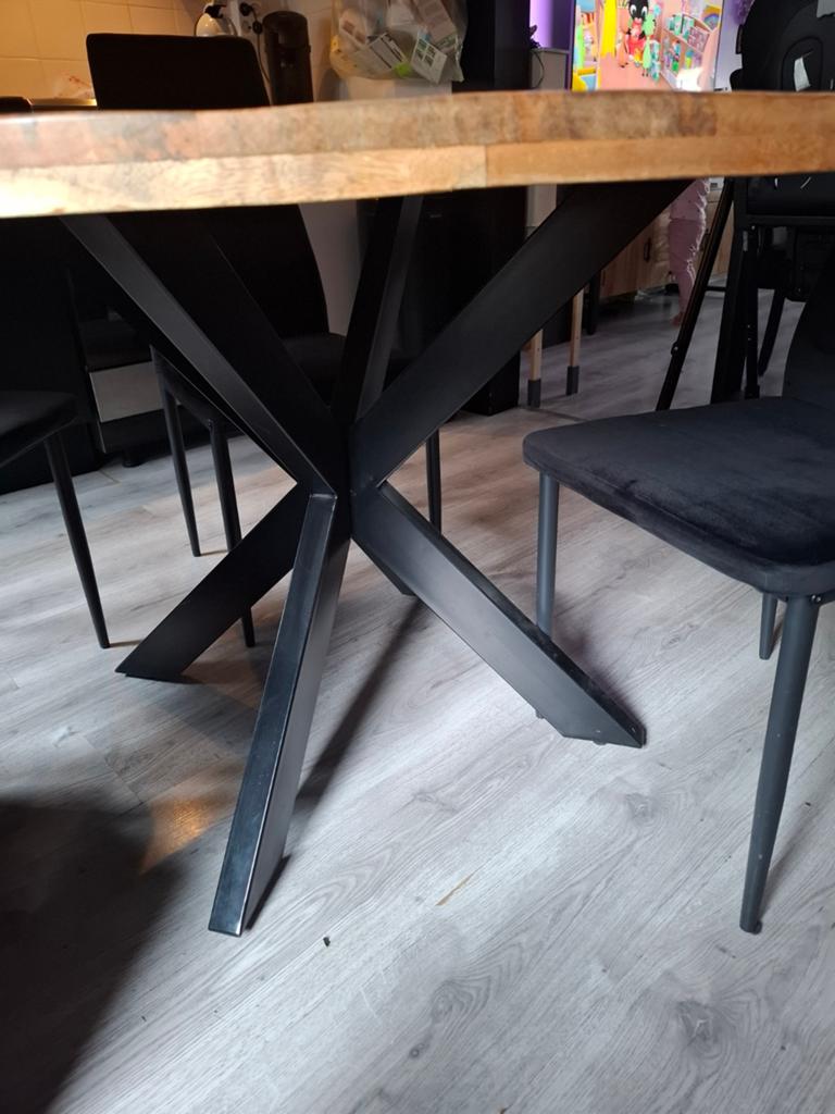 Mangohout eettafel, Huis en Inrichting, Tafels | Eettafels, Ophalen, Zo goed als nieuw, Rond, 100 tot 150 cm