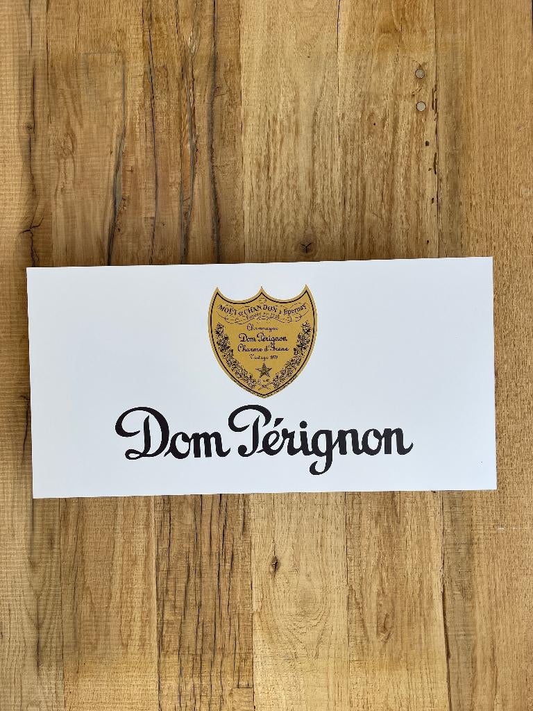 Reclamebord Dom Pérignon Champagne, aluminium, afm 59x29 cm, Ophalen of Verzenden, Nieuw, Reclamebord