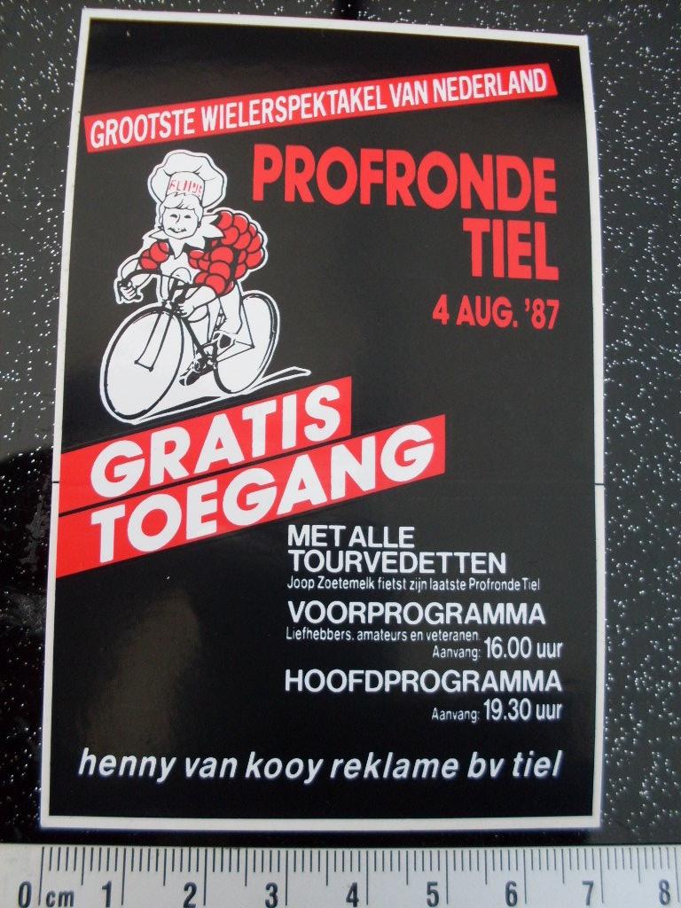 sticker profronde tiel 1987 oa Joop Zoetemelk, Verzenden, Zo goed als nieuw, Sport