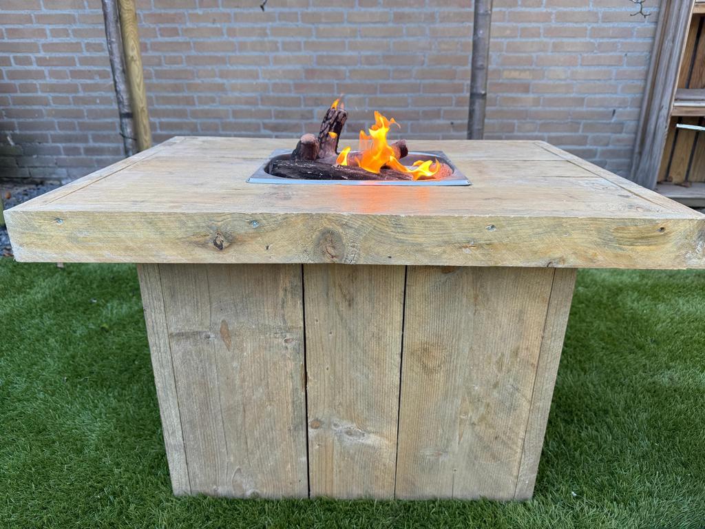 Vuurtafel met extra blad en ruimte voor gasfles, Ophalen, Gebruikt