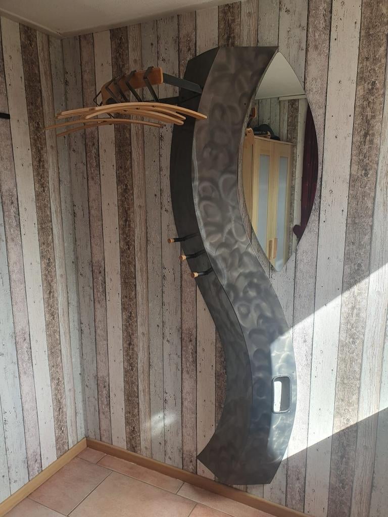 Luxe kapstok met spiegel, haken en hangers, Ophalen, Metaal, Wandkapstok, Minder dan 100 cm