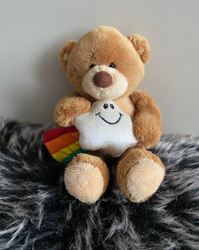 Beertje knuffel met vallende ster. 20 cm gund, Verzamelen, Verzenden, Zo goed als nieuw, Stoffen beer, Overige merken