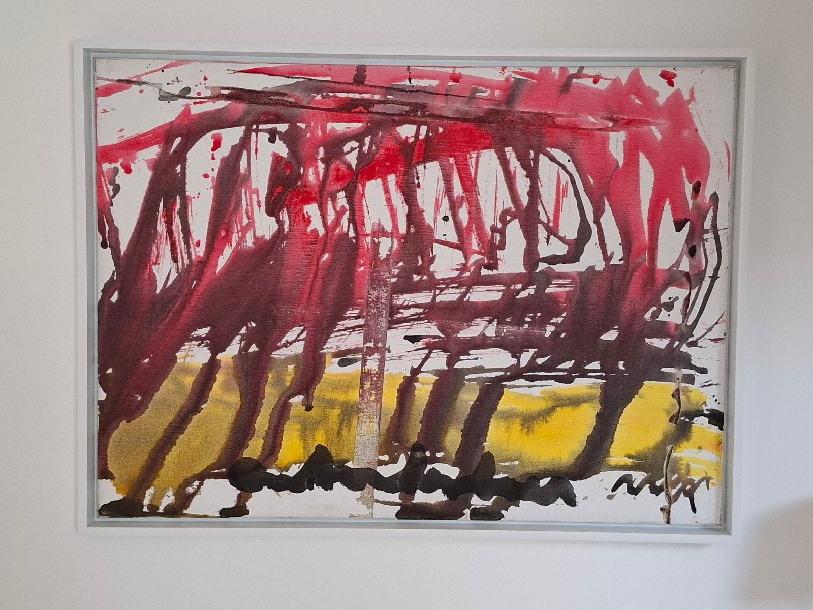 Acrylwerk van Anton Heyboer in baklijst., Landschap, Acrylverf, Echtheidscertificaat, Ophalen of Verzenden