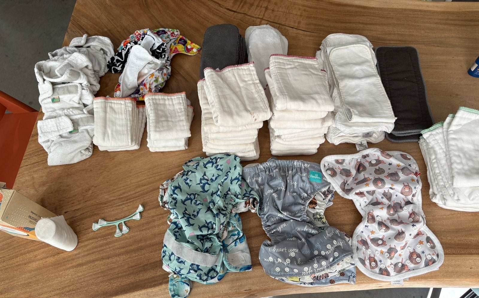 Wasbare luiers (35 stuks) met overbroekjes en inleggers, Ophalen, Gebruikt, Jongetje of Meisje