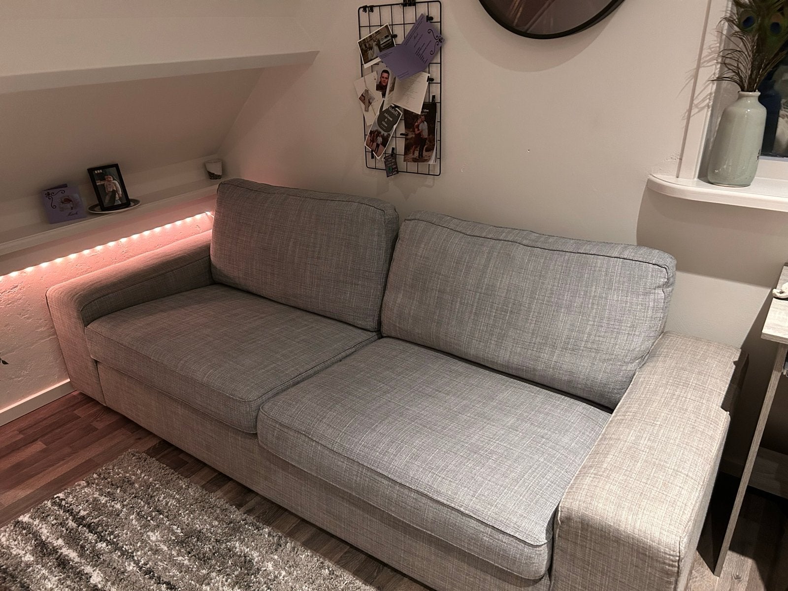 IKEA bank 240cm grijs - met bankbekleding - incl. 2 kussens, Huis en Inrichting, Ophalen, Gebruikt, Overige maten, Minder dan 75 cm