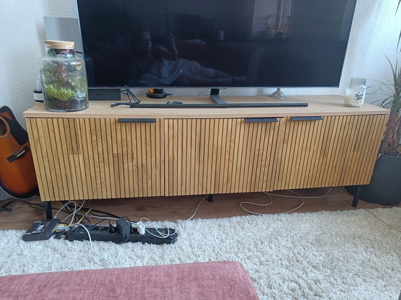 TV meubel van NOUS living, Ophalen, 150 tot 200 cm, Eikenhout, Zo goed als nieuw