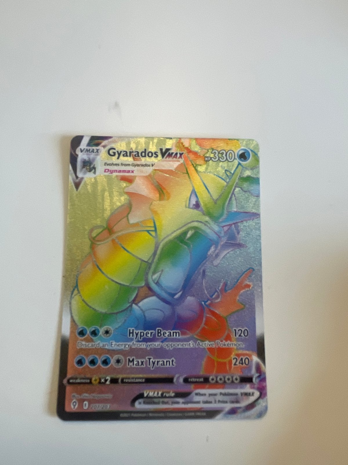 Gyarados VMAX Rainbow Rare Pokémon Kaart, Ophalen, Zo goed als nieuw, Losse kaart, Foil