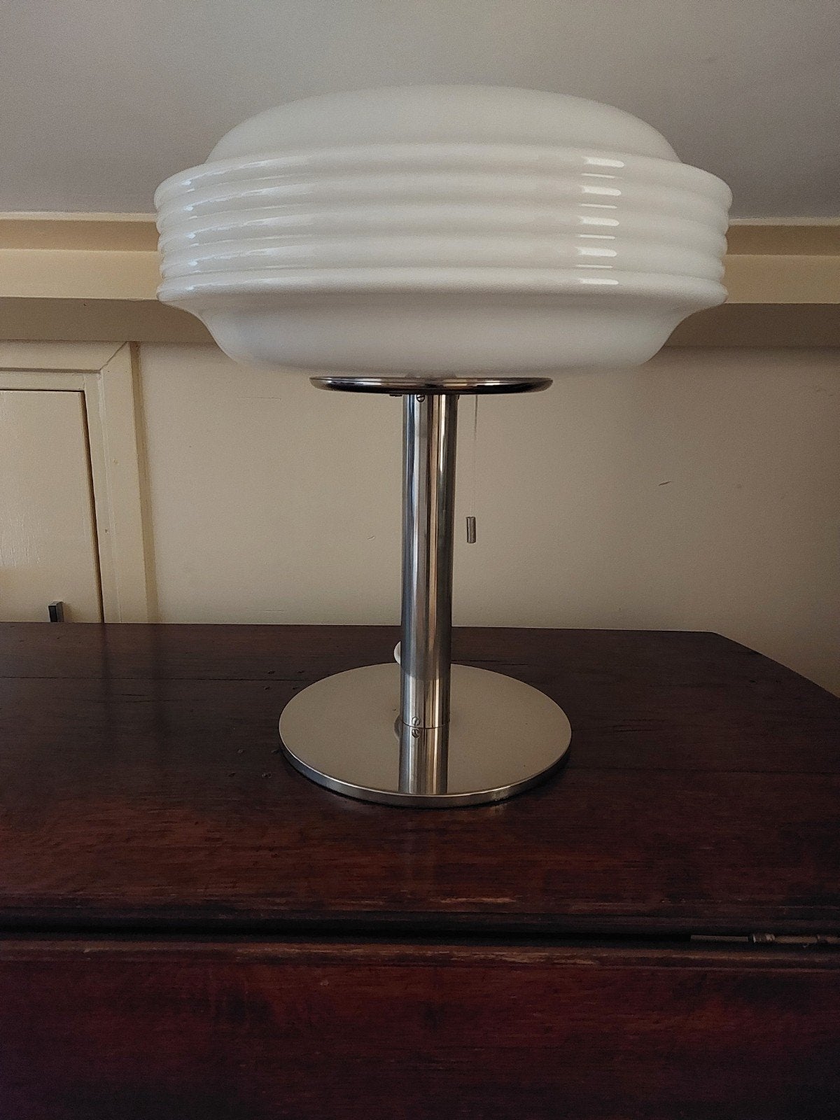 2 x Mooie vintage tafellamp Temde Leuchten Zwitserland 1970s, Wit, Ophalen, Glas, Vintage