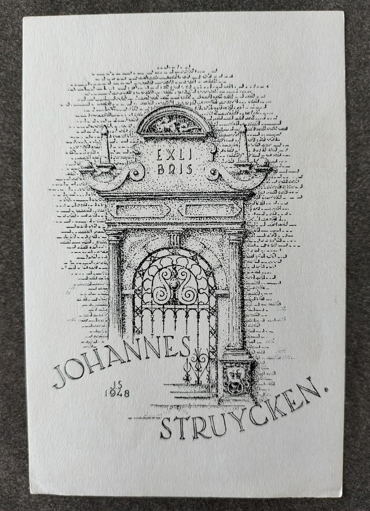 Exlibris Johannes Struycken (ipse fecit, 1948, architectuur), Antiek en Kunst, Ophalen of Verzenden