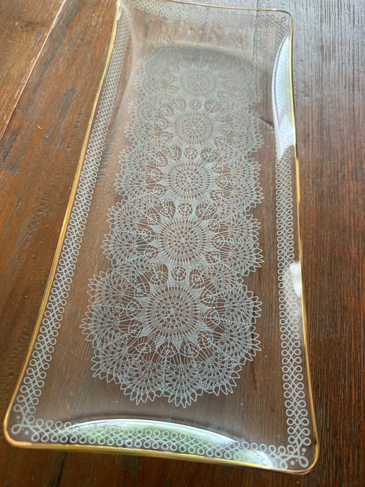 Antieke schaal, Serveerschaal, Ophalen of Verzenden, Rechthoekig, Glas