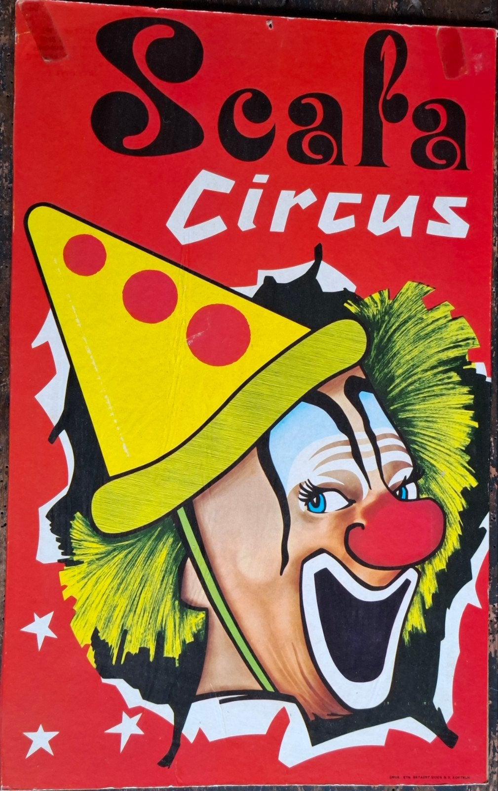 Circus poster. SCAFA Circus.  Oud. 30/47 cm., Verzamelen, Ophalen, A1 t/m A3, Overige onderwerpen, Rechthoekig Staand