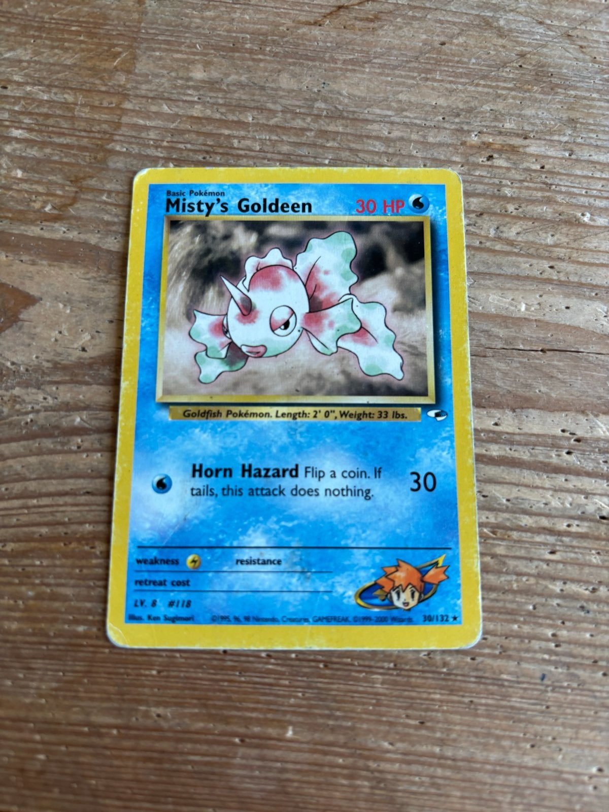 Misty's Goldeen Pokémon Gym Heroes Kaart, Ophalen of Verzenden, Gebruikt, Losse kaart