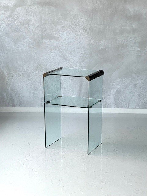 Gallotti & Radice bijzettafel vintage design side table glas, Vintage, Gebruikt, Meerkleurig, .