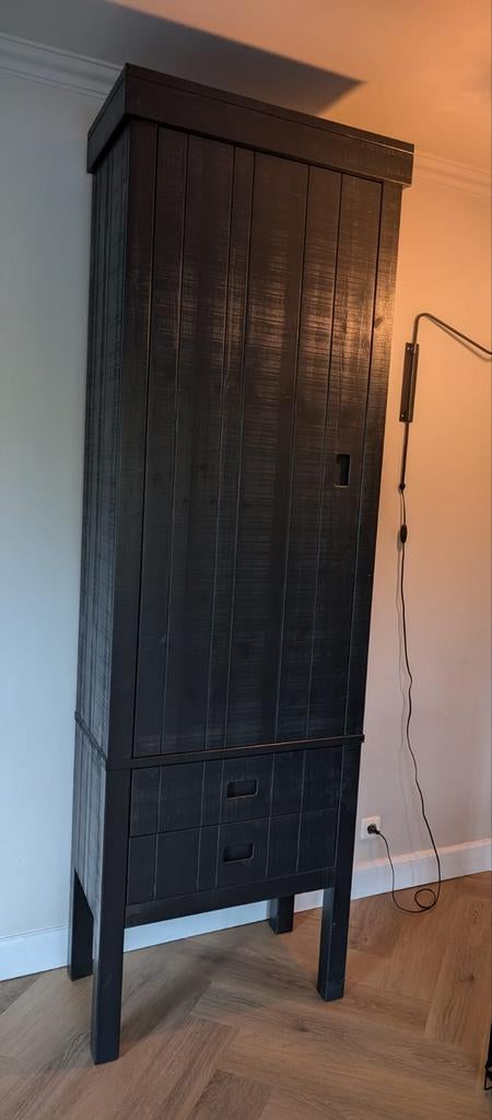 WOOOD Kast Zwart - Hoge Opbergkast met Lades, Huis en Inrichting, Kasten | Overige, Ophalen