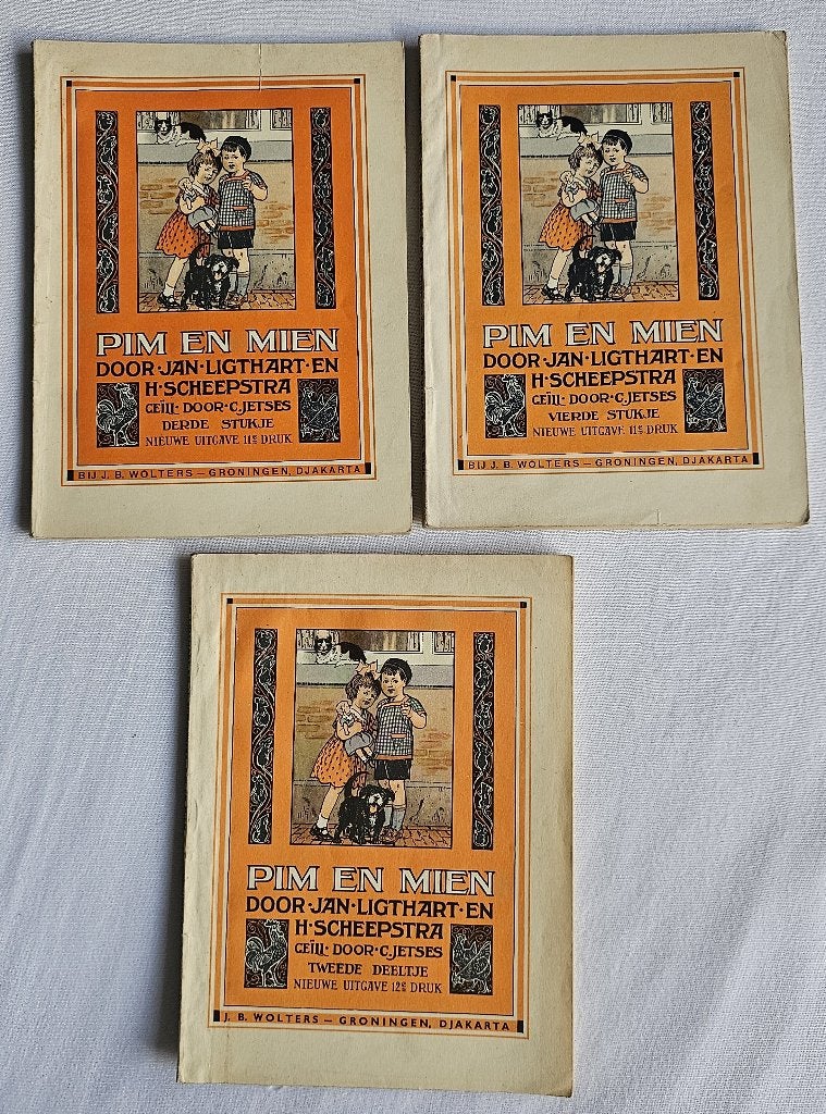 3 Kinderboeken: Pim en Mien : Jan Ligthart en H. Scheepstra, Gelezen, Fictie algemeen, Jan Ligthart en H. Scheepstra, Ophalen of Verzenden