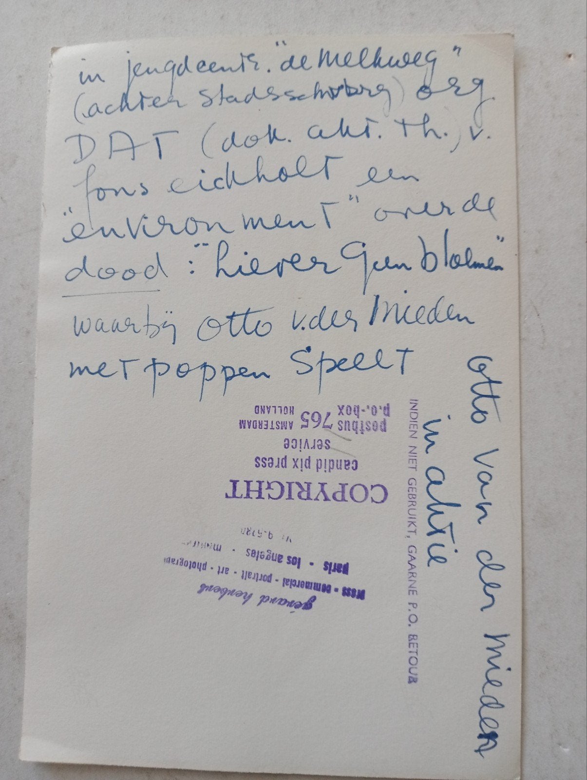 Otto van der Mieden 'Jeugdcentrum De Melkweg' Amsterdam, Ophalen of Verzenden, 1960 tot 1980, Gebruikt, Overige onderwerpen