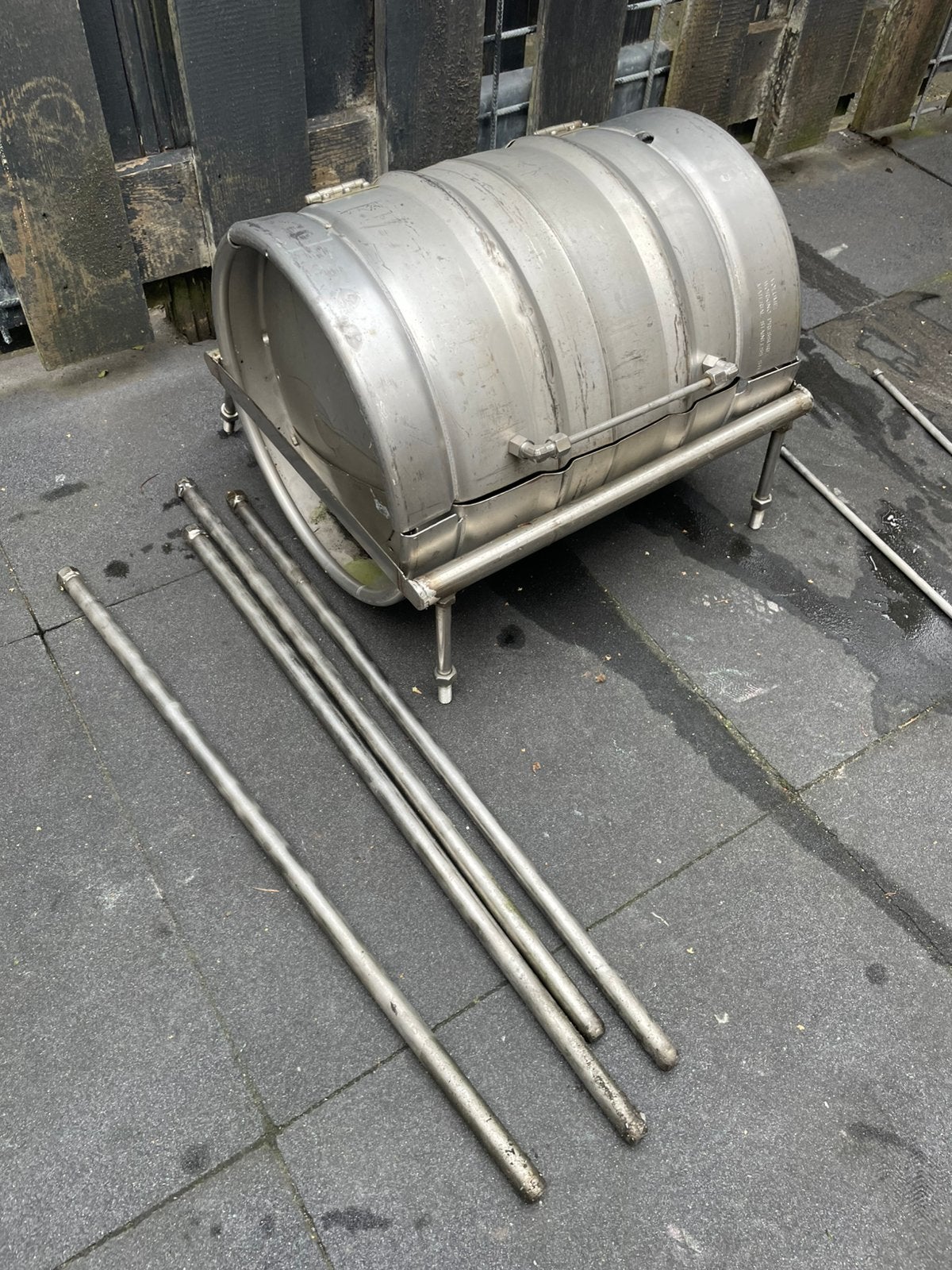 Barbeque bierfust RVS, Ophalen, Gebruikt