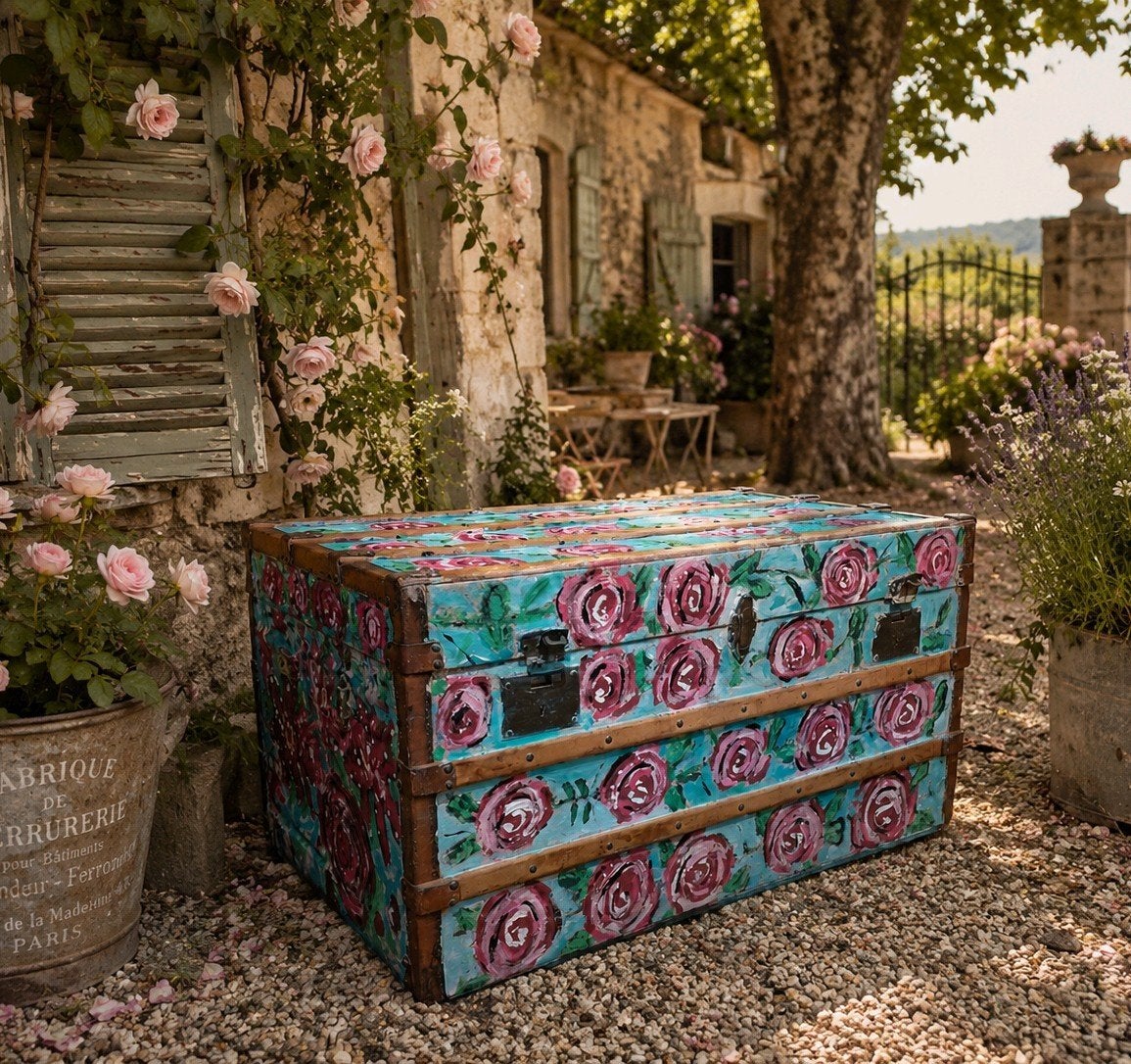 Antieke/Brocante/Handgeschilderde /Kist, Ophalen of Verzenden