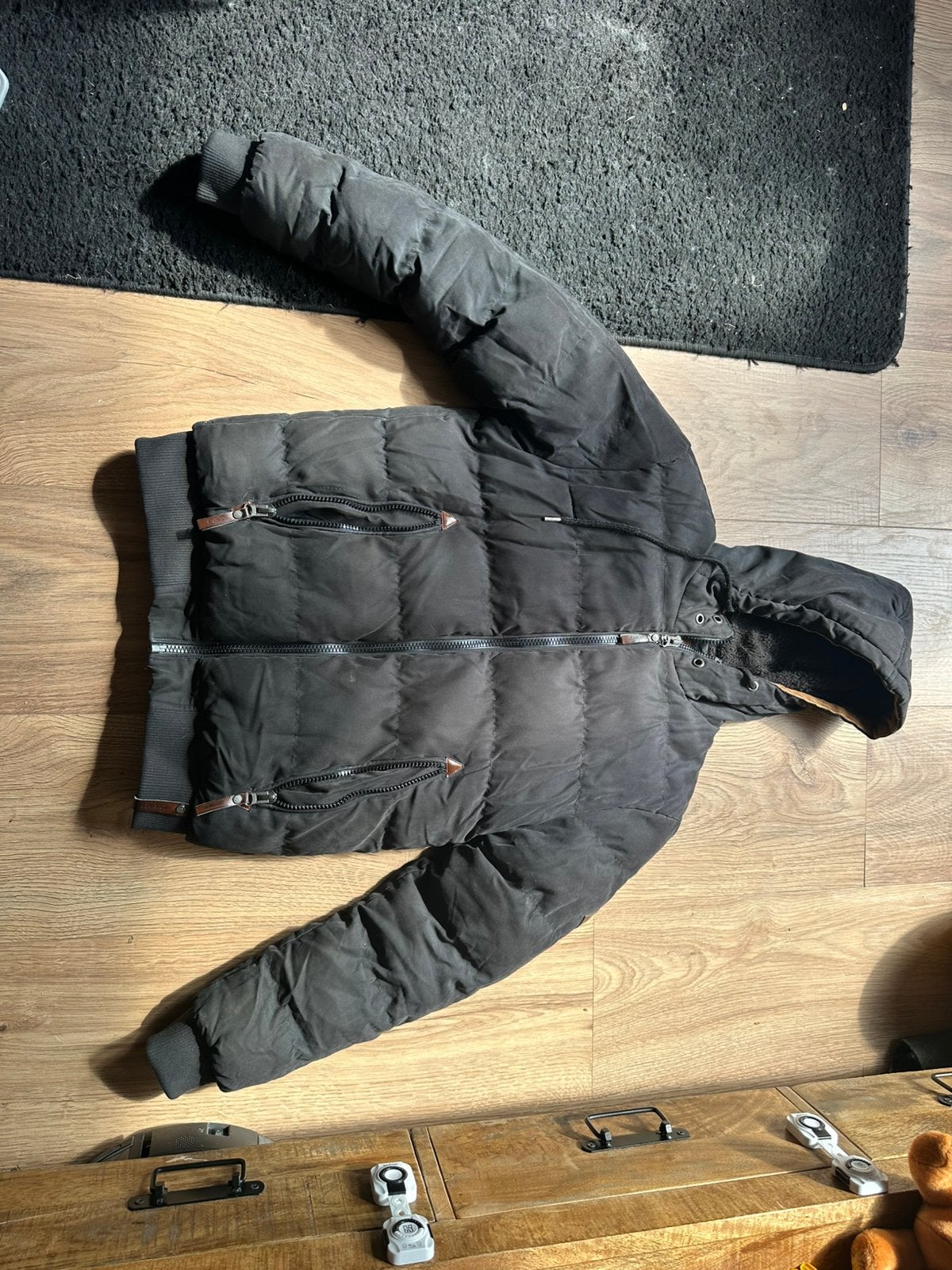 Indigo zwarte winter jas, Ophalen of Verzenden, Gedragen, Maat 48/50 (M), Zwart