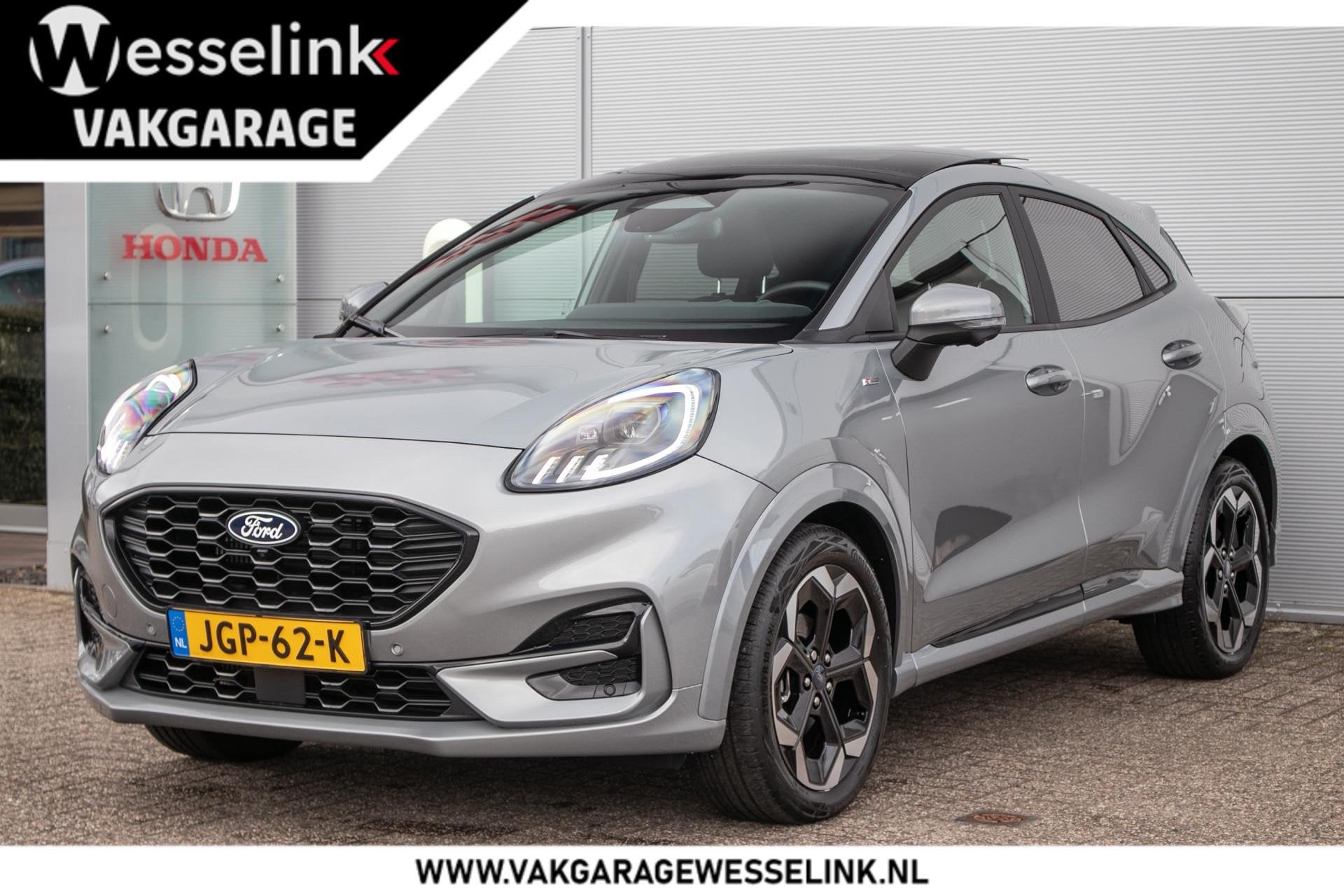 Ford Puma 1.0 EcoBoost Hybrid ST-Line X | B&O | Schuif/pano, Zwart, 1226 kg, Leder en Stof, Bedrijf