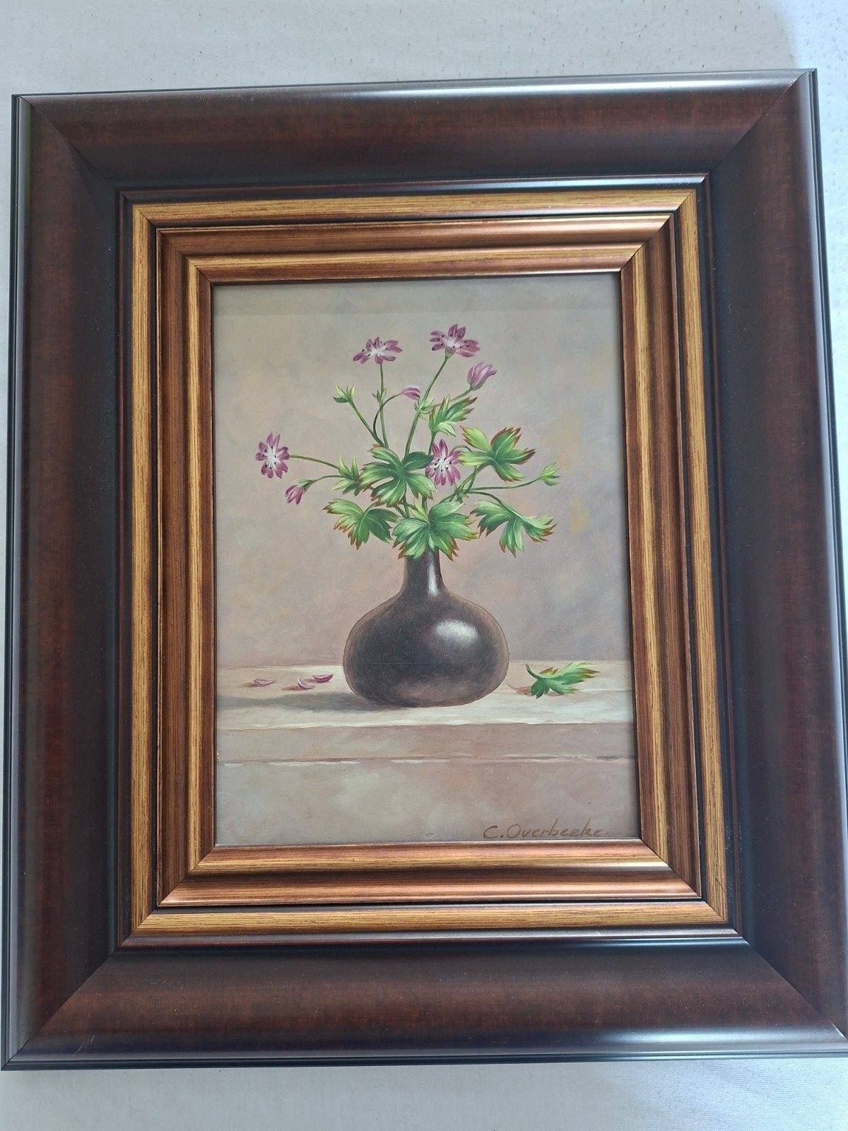 Stilleven met bloemen, gesigneerd C. Overbeeke, ingelijst, Antiek en Kunst, Kunst | Schilderijen | Klassiek, Paneel, Realistisch