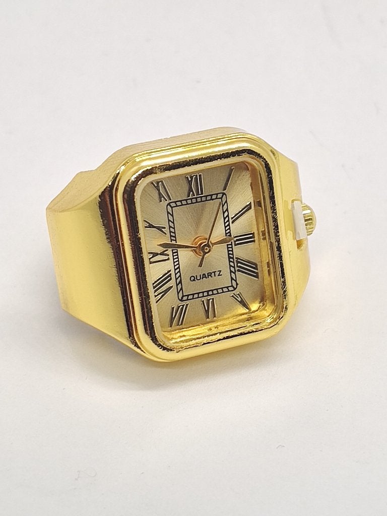 Super Gaaf Goudkleurig Retro Quartz Ringhorloge - Nieuw, 18 tot 19, IJzer of Staal, Nieuw, Ophalen of Verzenden