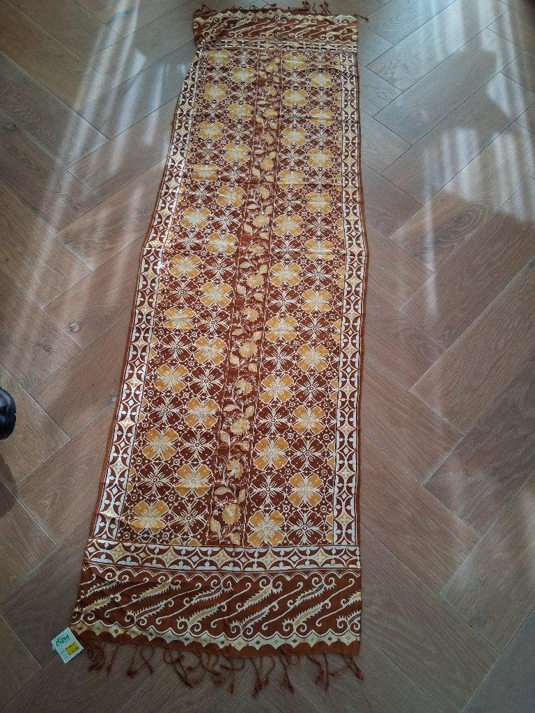 Indonesische batik katoenstoffen sjaal/omslagdoek*eureka*, Bruin, Nieuw, Ophalen of Verzenden, 30 tot 120 cm