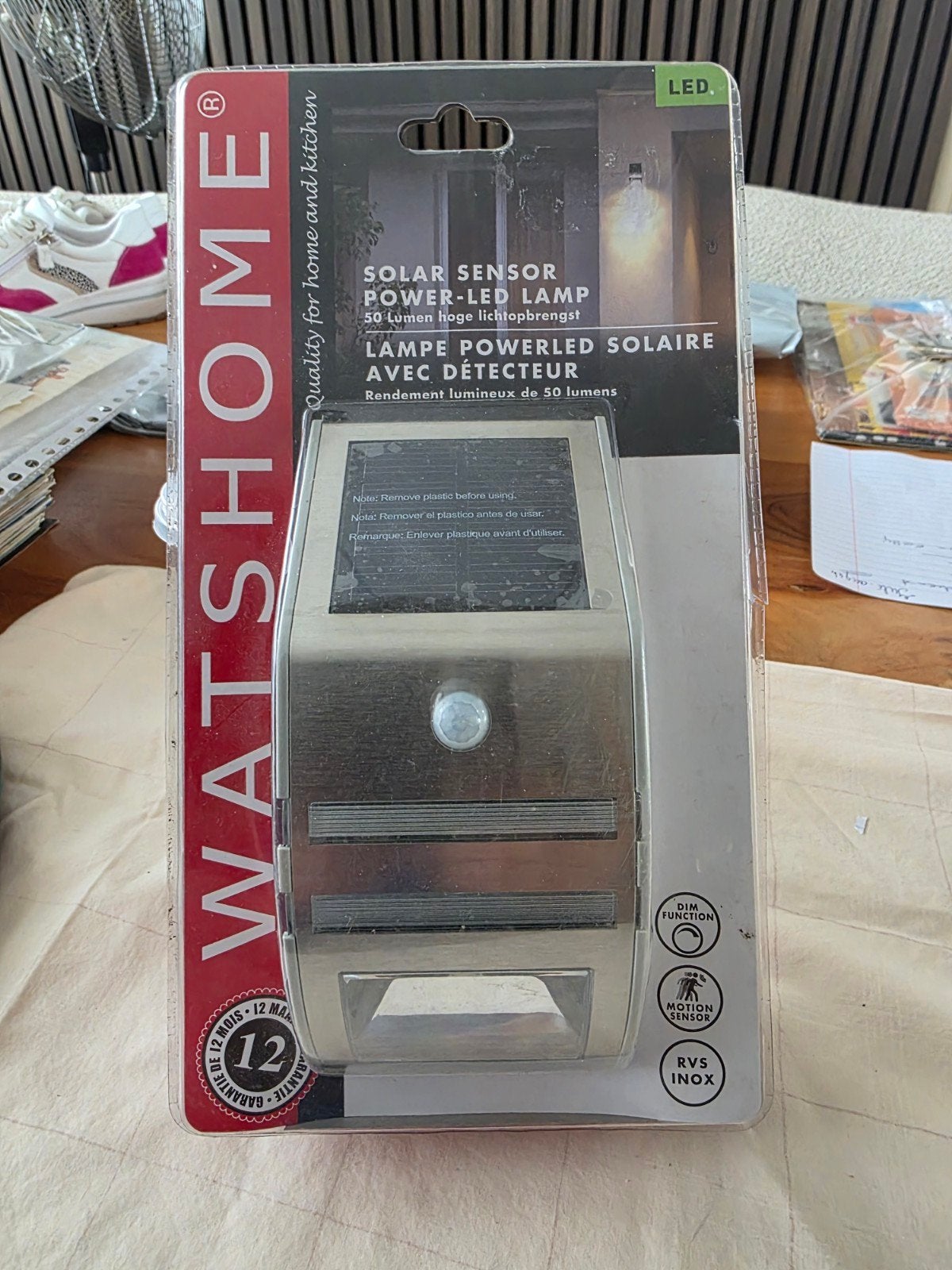 WatsHome Solar Sensor Power-LED Lamp RVS, Zonne-energie, Minder dan 50 watt, Wandlamp, Nieuw