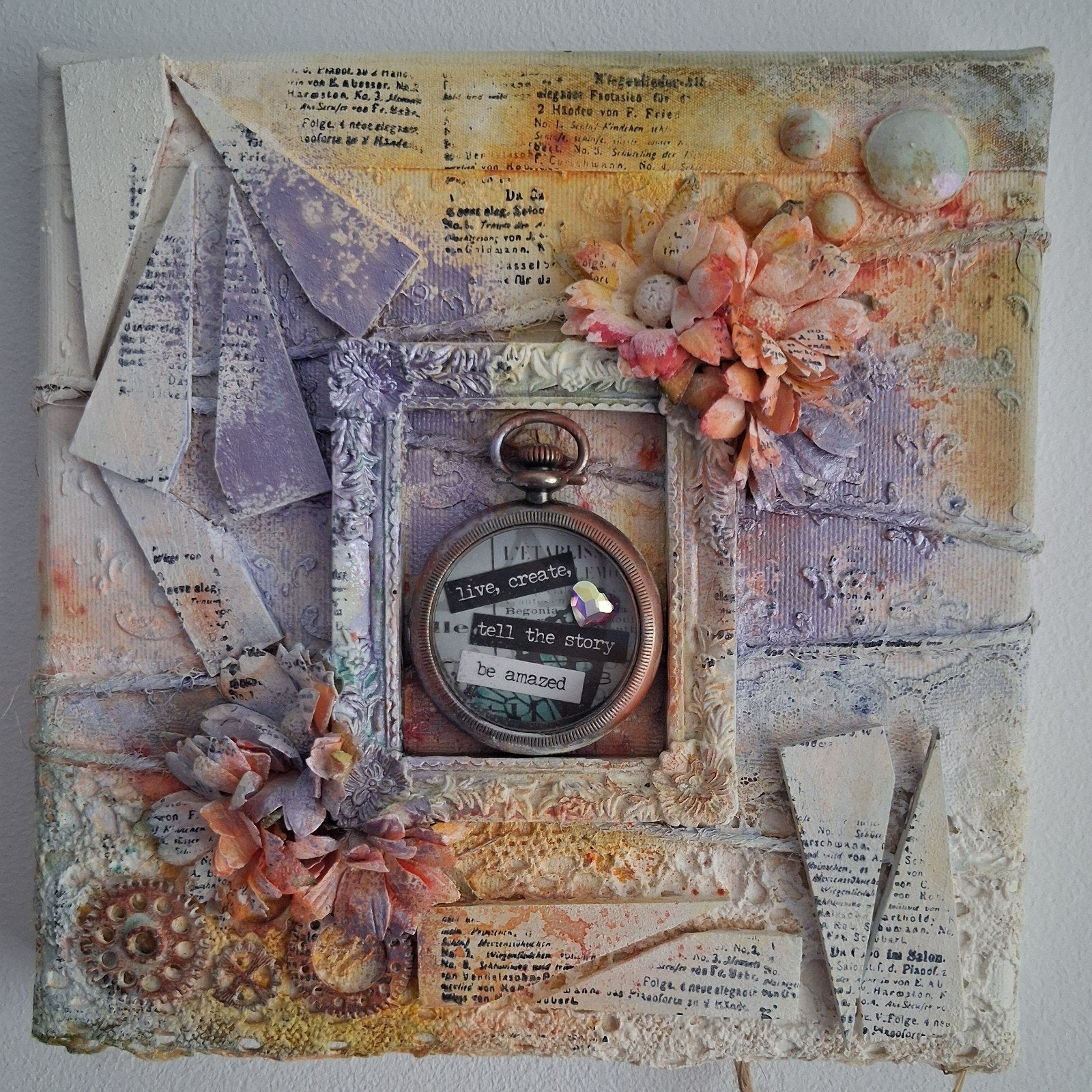 Schilderij mixedmedia canvas 20x20, Ophalen of Verzenden
