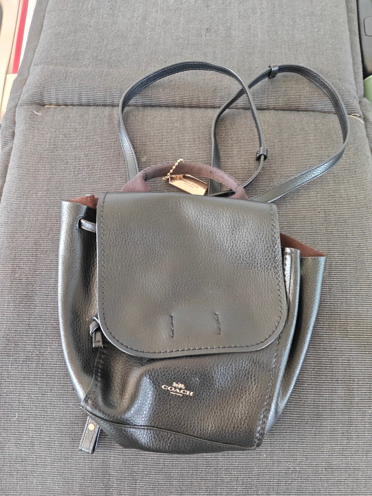Coach zwarte leren mini rugzak, Ophalen of Verzenden, Nieuw, Overige merken, 30 tot 45 cm