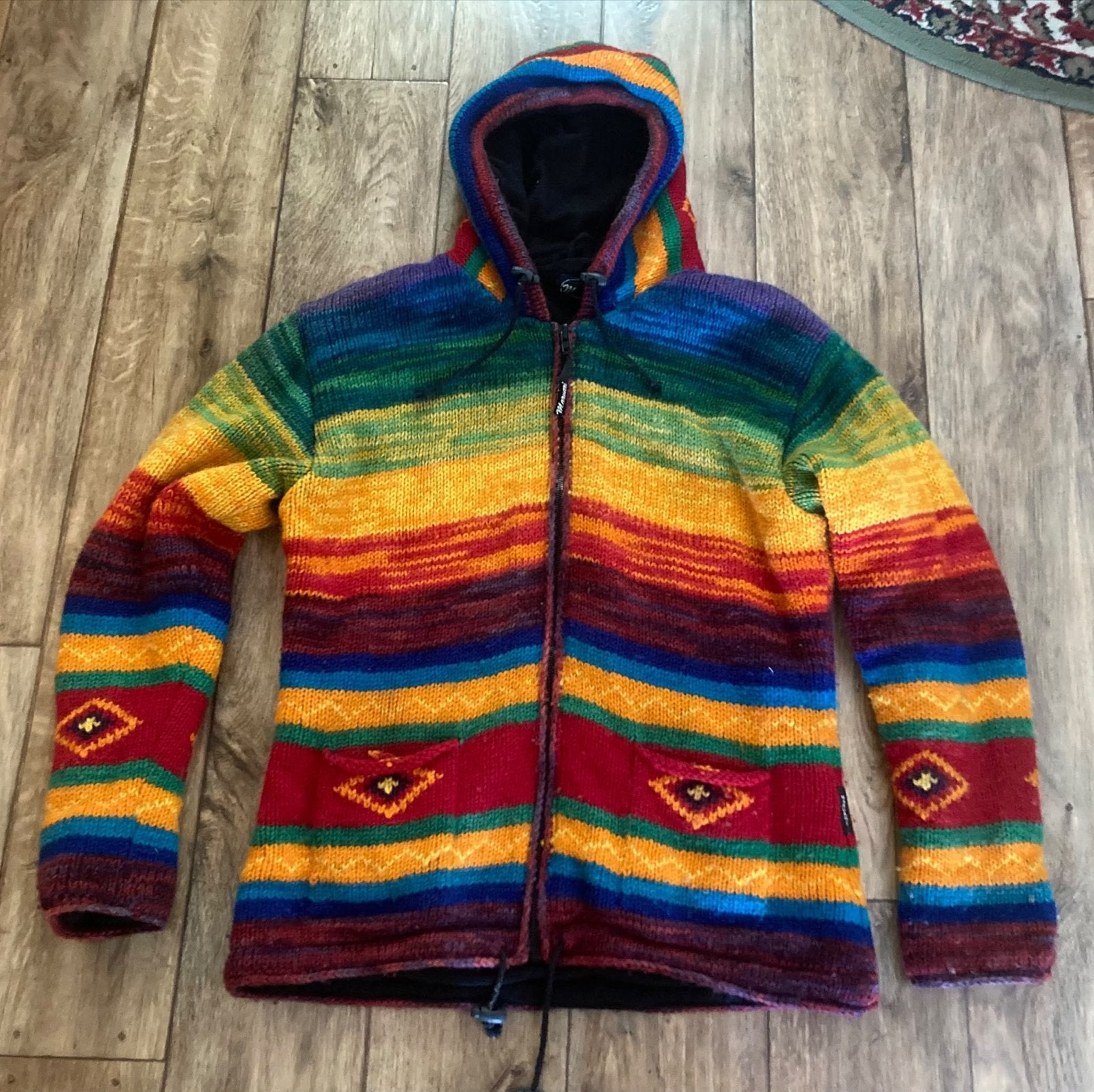 Marwari vest (M/L)in mooie kleuren met fleece binnenkant, Ophalen of Verzenden, Gedragen, Maat 42/44 (L), Meerkleurig