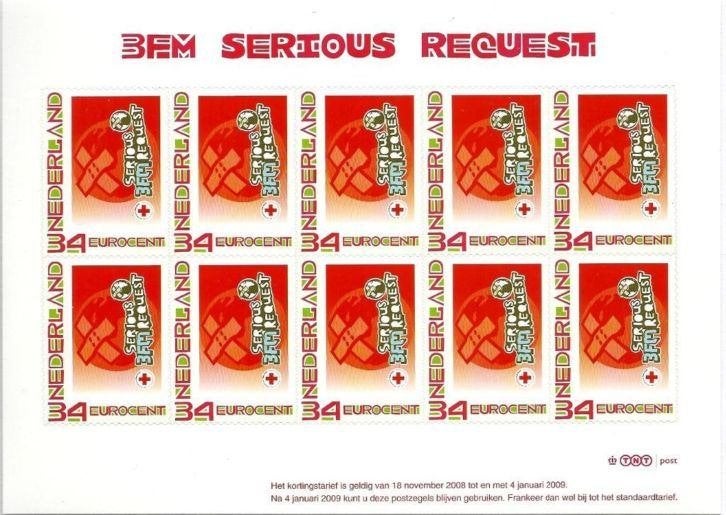 Nederland NVPH nr Va2619 postfris Serious Request 2008, Ophalen of Verzenden, Na 1940, Postfris