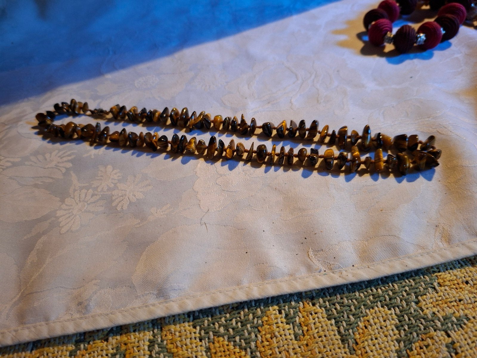 mooie vintage ketting van kleine natuursteentjes, Verzenden, Zo goed als nieuw, Zilver
