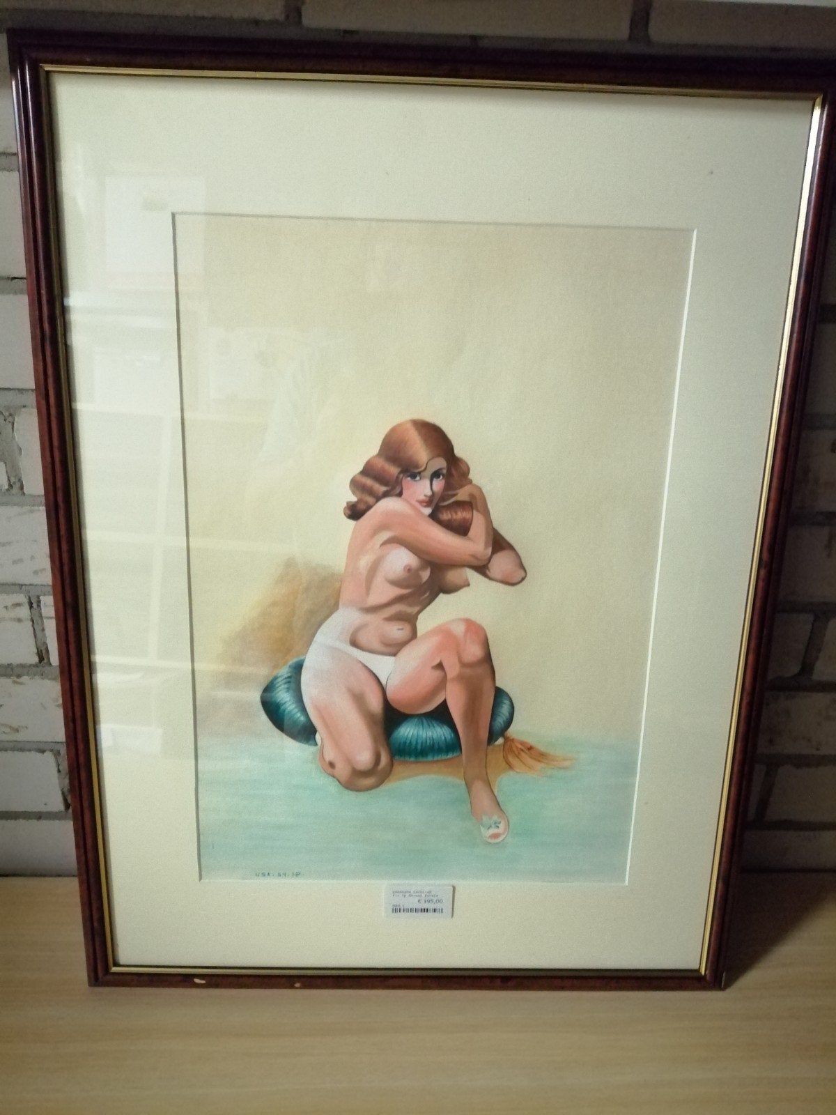 Kunst afb. USA Pin-up uit de 50er jaren gemengde techniek., Ophalen