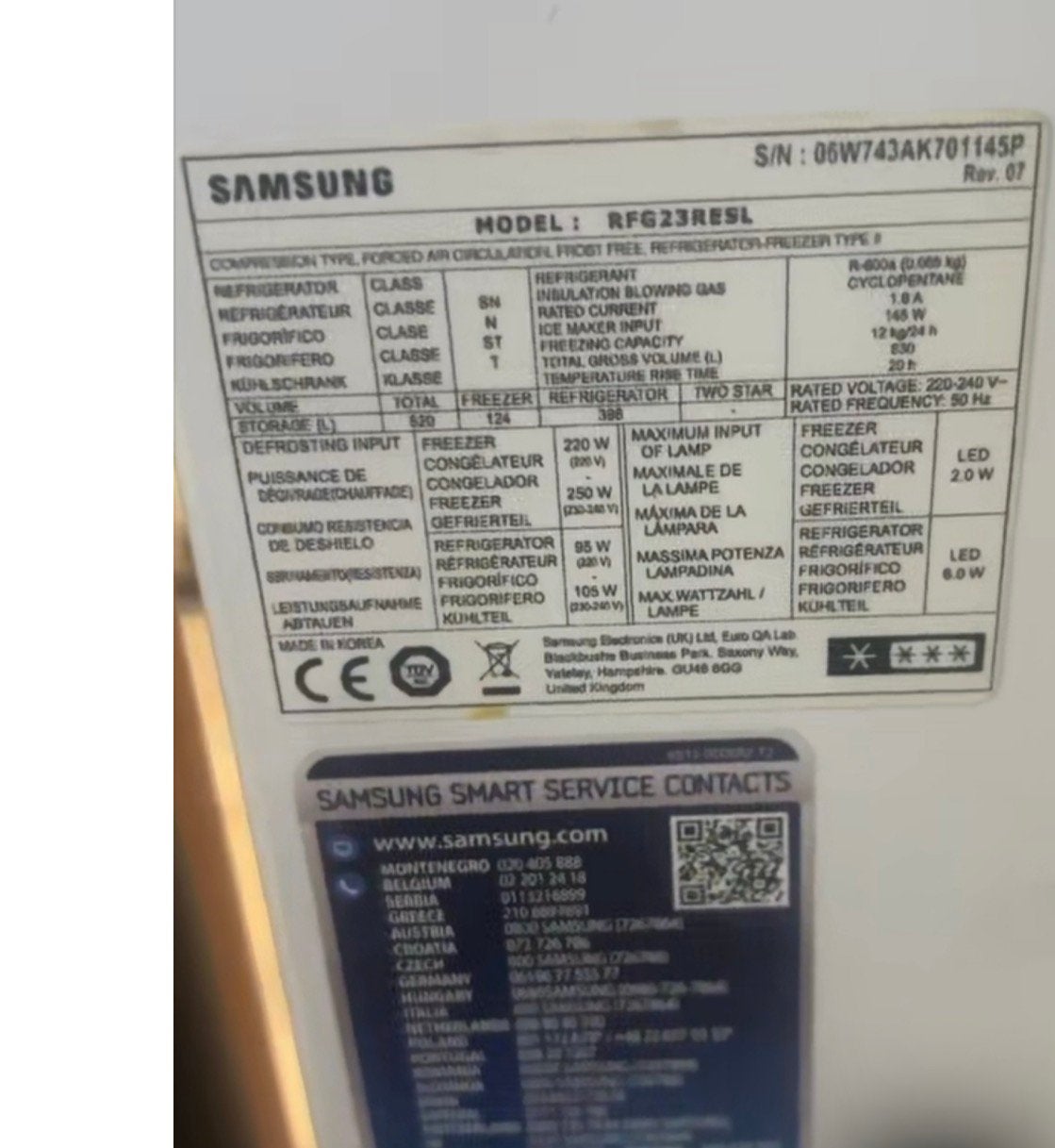 Foto 3 van Amerikaanse Samsung koelkast ter reparatie aangeboden