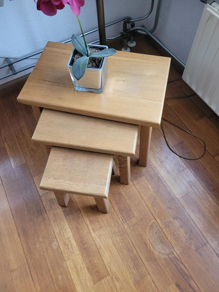 3 eiken bijzet tafeltjes, Huis en Inrichting, Ophalen