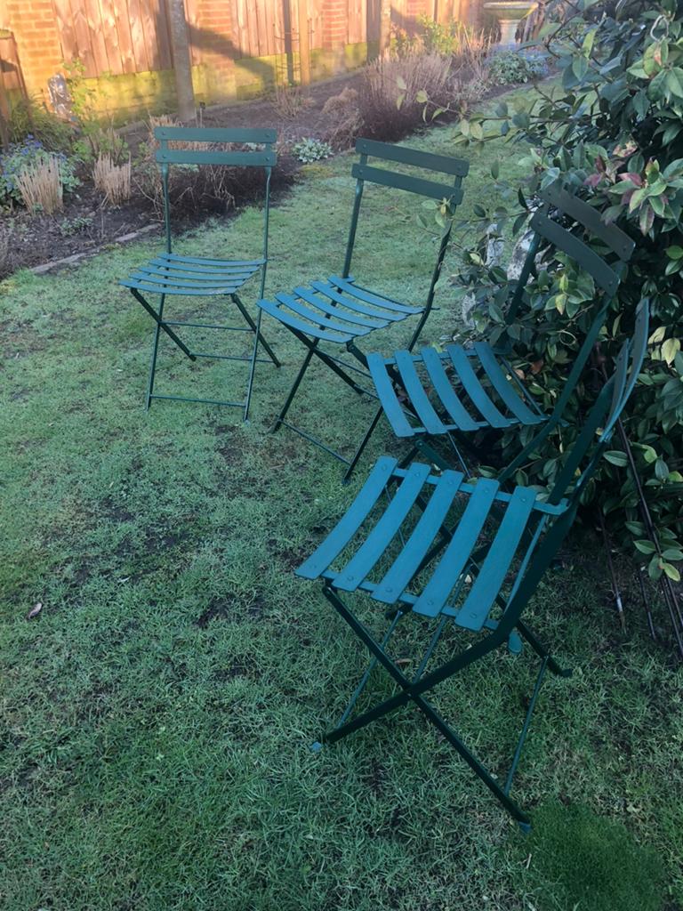 4 franse tuinstoelen, Ophalen, Zo goed als nieuw, Metaal