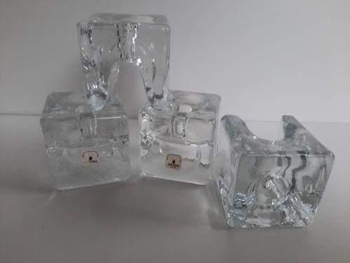 Juhava glazen blokvormige kandelaars  ~vintage ~, Overige materialen, Ophalen of Verzenden, Zo goed als nieuw, Kandelaar