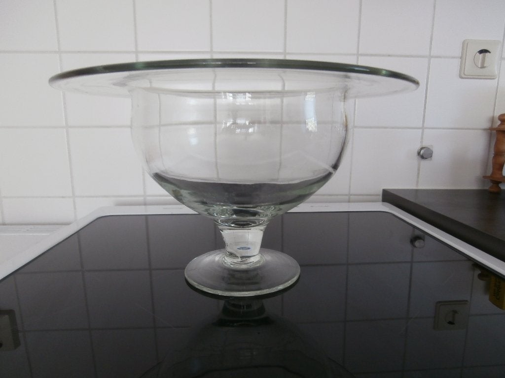 Zware dik glazen bokaal-vaas-vissenkom!, Ophalen, Op voet, Transparant, Glas