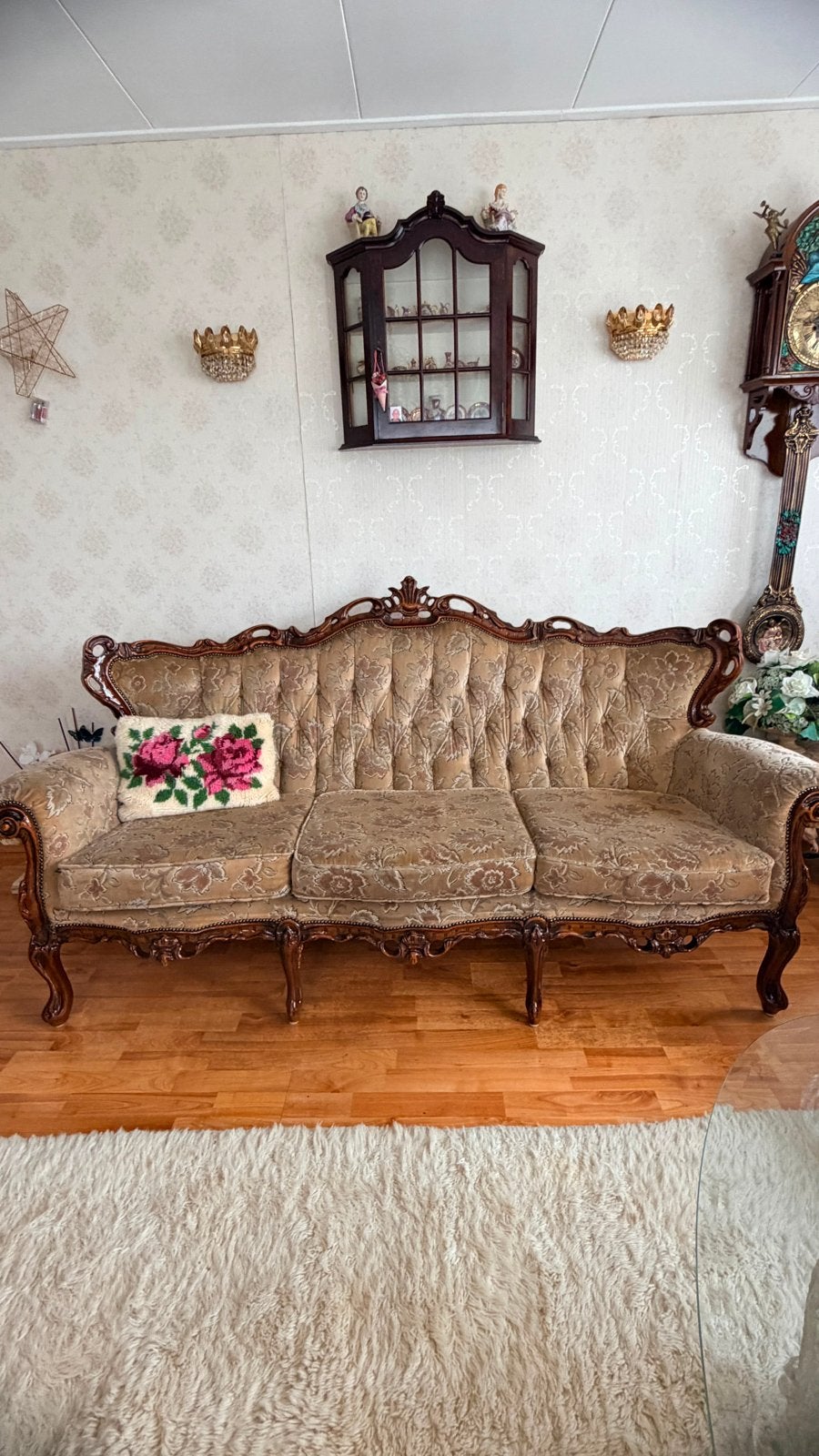 Klassieke Barok Salonset - 3-zits Bank + 2 Fauteuils, Ophalen, Gebruikt, Barok, Driepersoons