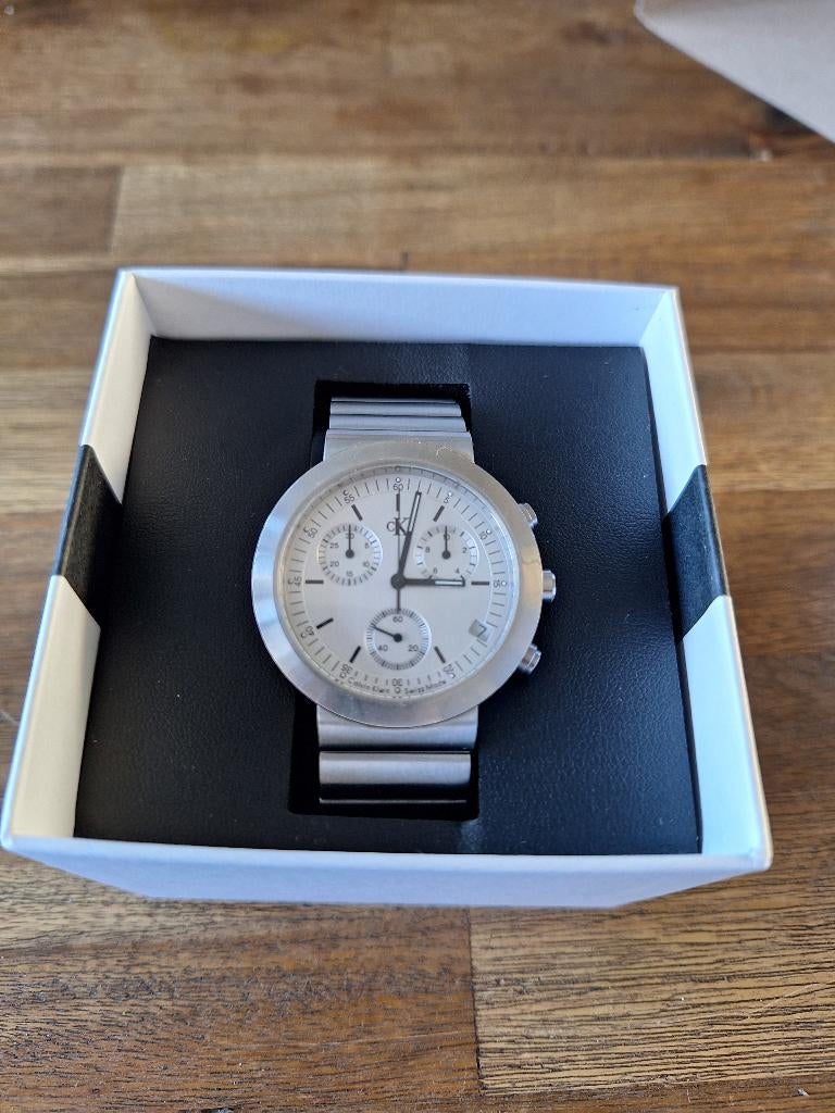 CK Calvin Klein K2171 Panda Dial Quartz Chronograph, Overige merken, Staal, Staal, Polshorloge