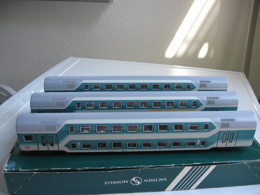 Sachsenmodelle H0. 1:87. 3 DB Dubbeldekkers. 1e/2e en 2e kl., Overige merken, Treinset, Gelijkstroom, Verzenden