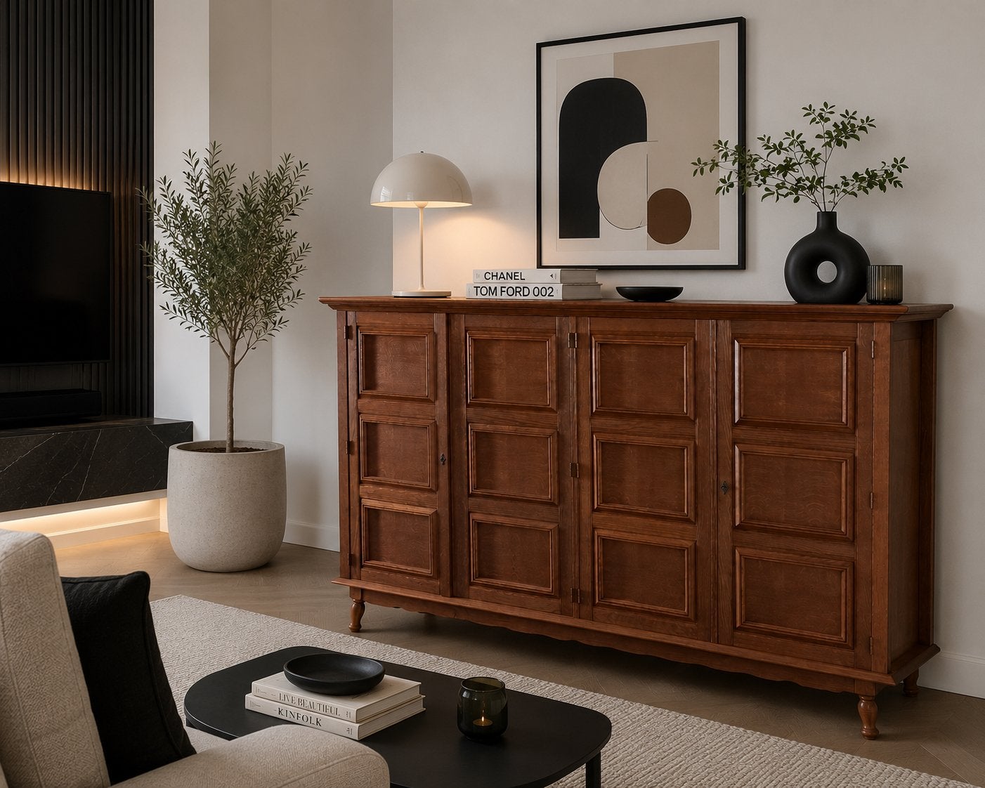 Brutalist Dressoir Jaren 70 - 225x140x46 cm, Ophalen, Gebruikt, 200 cm of meer, 25 tot 50 cm