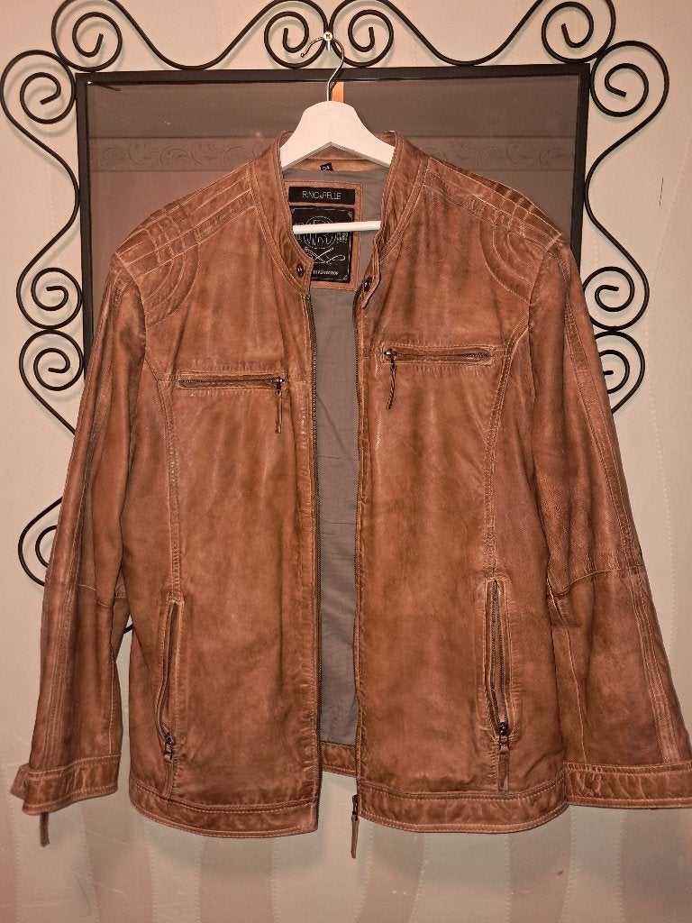 Jacket 100% lamb leather Maat XL/54 Merk: rino en pelle, Ophalen of Verzenden, Gedragen, Maat 56/58 (XL), Bruin